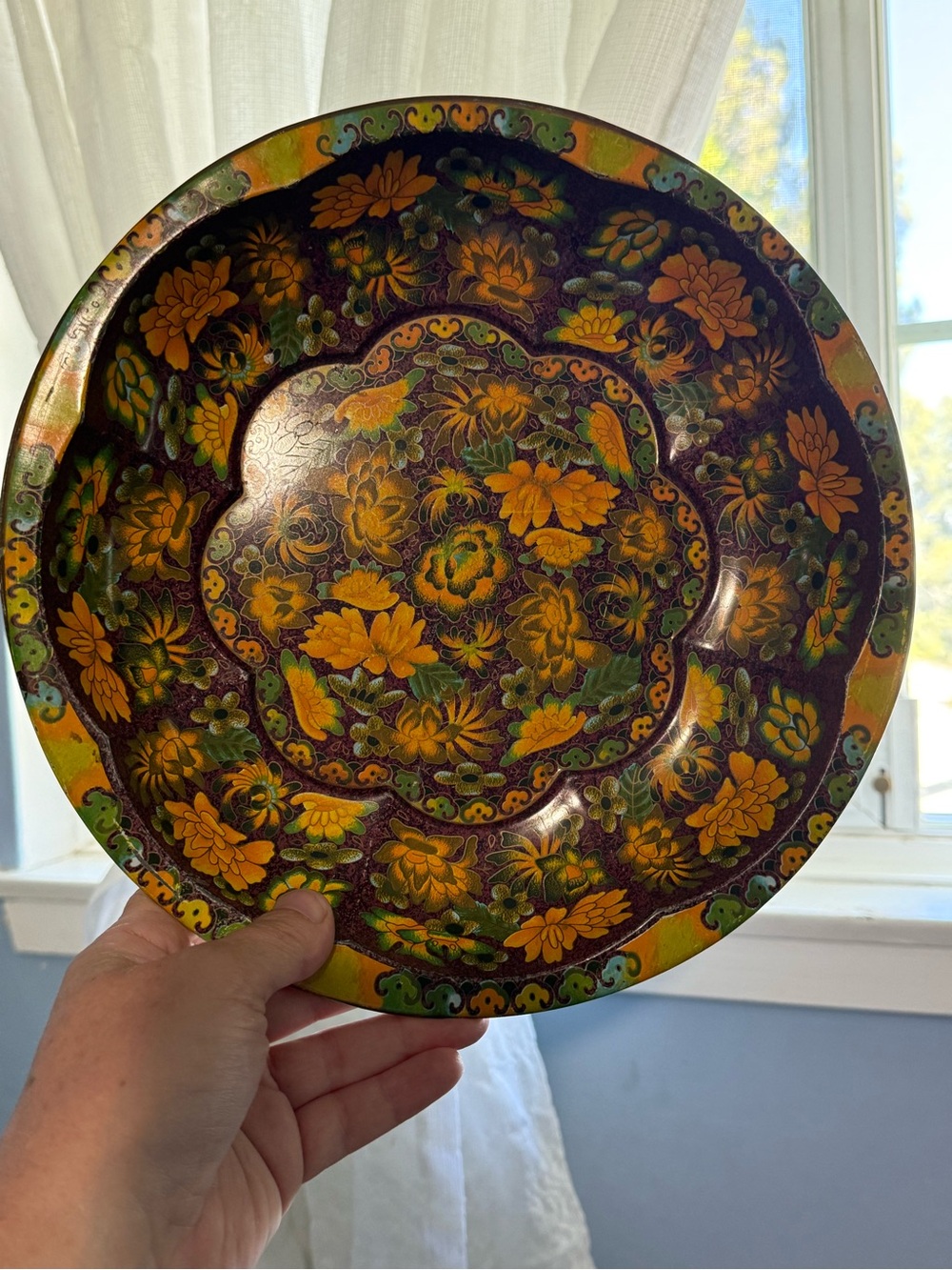 Decorative Floral Accent Bowl - Yellow and Green